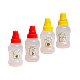 Galepromot 4Pcs Mini Ketchup Bottles, 25ml Refillable Condiment Squeeze Bottle Salad Dressing Tomato Bento Box Diner Mayo Syrup Containers for Kids Adults Office Worker Condiment Squeeze Bottles