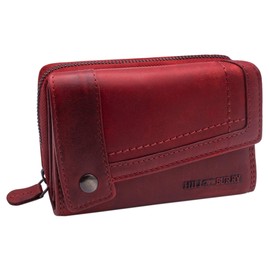 BelleBay Women's Leather Wallet with RFID Protection, Women's Wallet with Many Card Slots, Purse with Coin Compartment, Red (1), Vintage