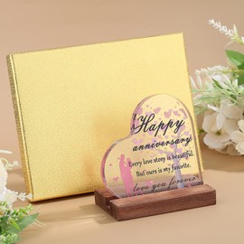 MAIBAOTA Gift for Her Him Anniversary Day, Heart Acrylic Plaque Signs, Wedding Valentines Day Gift for Girlfriend, Wife, Husband, Boyfriend