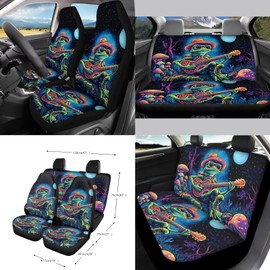 Wetoricau Frog Mushroom Pattern Car Seat Cover Sets Steering Wheel Cover Trash Bin Air Vent Pouch Seat Belt Pad Keychain Coaster Rearview Mirror Cover, Pack of 15