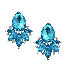 Pendientes vintage vintage estilo retro turquesa turquesa azul pavo real marqués pera de diamantes de imitación para novia, dama de honor, boda, graduación, cluster
