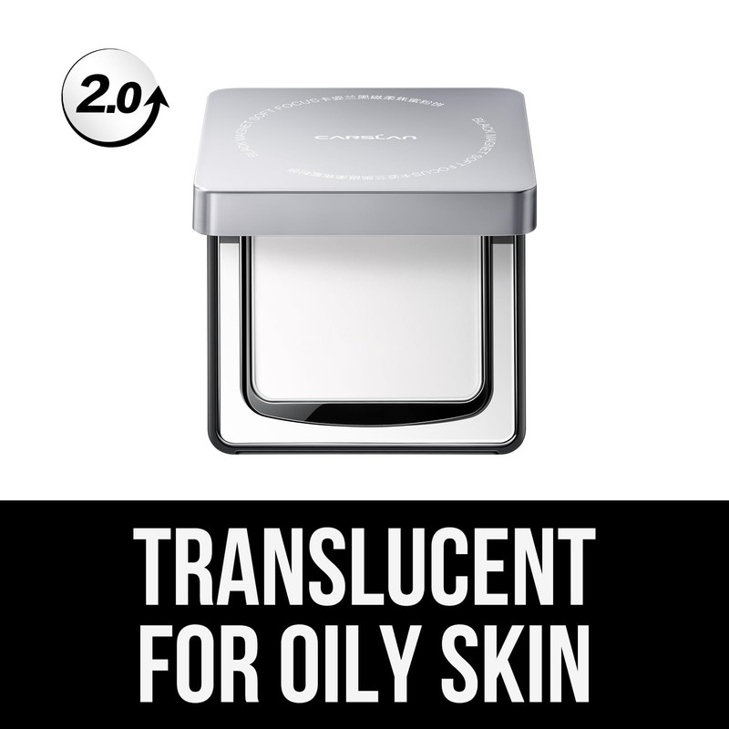 CARSLAN 2.0 Black Magnet Soft Focus Powder, Waterproof Translucent Pressed