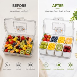 Chilled Snackle Box for Travel Snacks – Divided Insulated Serving Tray with Reusable Ice Pack for Beach & Picnics