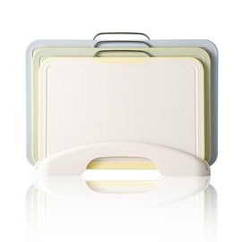 Cutting Boards for Kitchen, Cutting Board Set of 3 with Stand Charcuterie Chopping Boards, Plastic Cutting Board for Kitchen Dishwasher Safe with Storage Stand