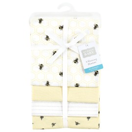 Hudson Baby Unisex Baby Cotton Flannel Receiving Blankets, Honey Bee, One Size