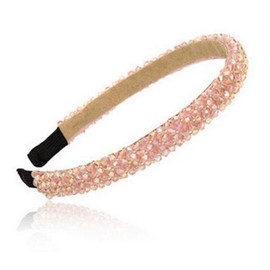 Ruihfas Fashion Sparkle 4 Rows Crystal Rhinestone Headbands Beaded Hair Hoop Band (Pink)