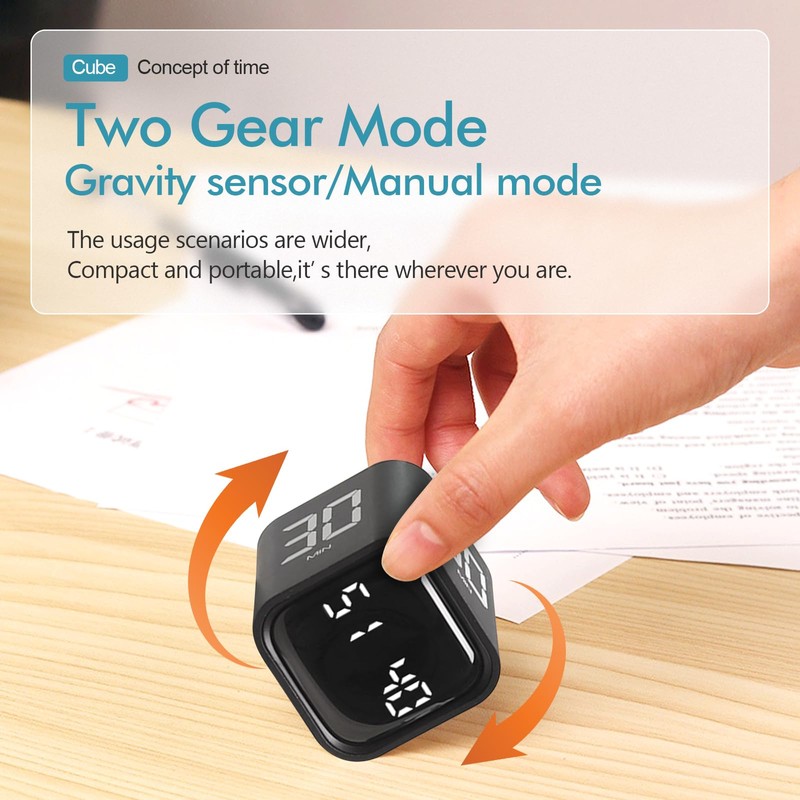 Cube Timer,Rotation Timer,5/10/30/60 Minutes and Custom Countdown,Productivity Timer,Pause and Resume,Silent,Vibrate