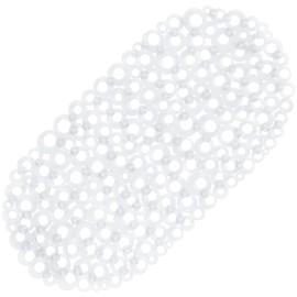 WELTRXE Bath Mat Non Slip Anti Mould, 69x35cm Oval Clear PVC Bathtub Mat, Ring Pattern Shower Mat for Inside Bath, Non Slip Bath Tub Mat with Suction Cups, Quick Drain, Machine Washable