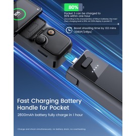 Maectech Fast Charging Battery Handle for Osmo Pocket 3 Accessories for Pocket 3 Battery Grips with Original Factory Battery Cells