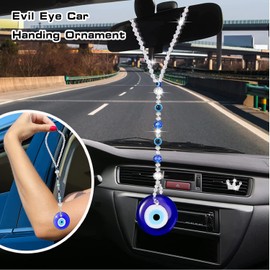 Ygapuzi Evil Eye Car Hanging Ornament Evil Blue Eye Charms for Rear View Car Mirror Evil Eye Beaded Decor Evil Eye Auto Interior Accessories Pendent for Car Window Balcony (Classic)