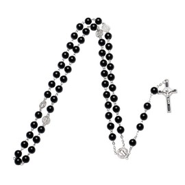 CHILDWEET Rosary Beads Catholic for Women Black Rosary Necklace Cross Pendant for Everyday