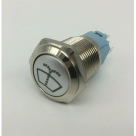 Washer Jet Windscreen Light Red Illuminated Push Button Switch 16mm
