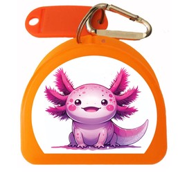 Zumoe Axolotl Retainer and Mouthguard Case with Carabiner, Durable Mouthguard Case for Sports, Teeth Aligner Retainer Holder for Travel and Protection, Ideal for Secure Storage - Orange