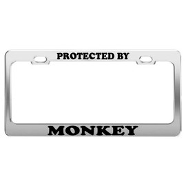 Product Express Protected by Monkey License Plate Frame Tag Holder Car Truck Accessories