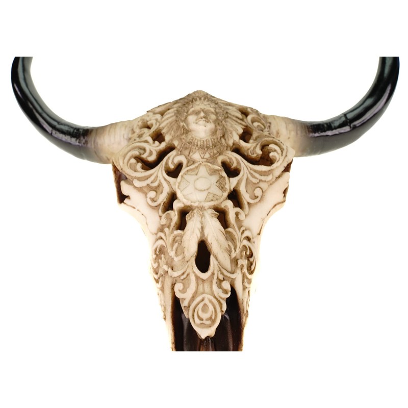 Schädel Stier edles indianisches Design 30 x 30 x 9