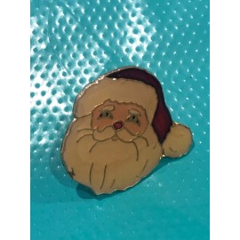Christmas Santa Claus Enamel Head Hat Pin - Vintage 80s - Made in Taiwan
