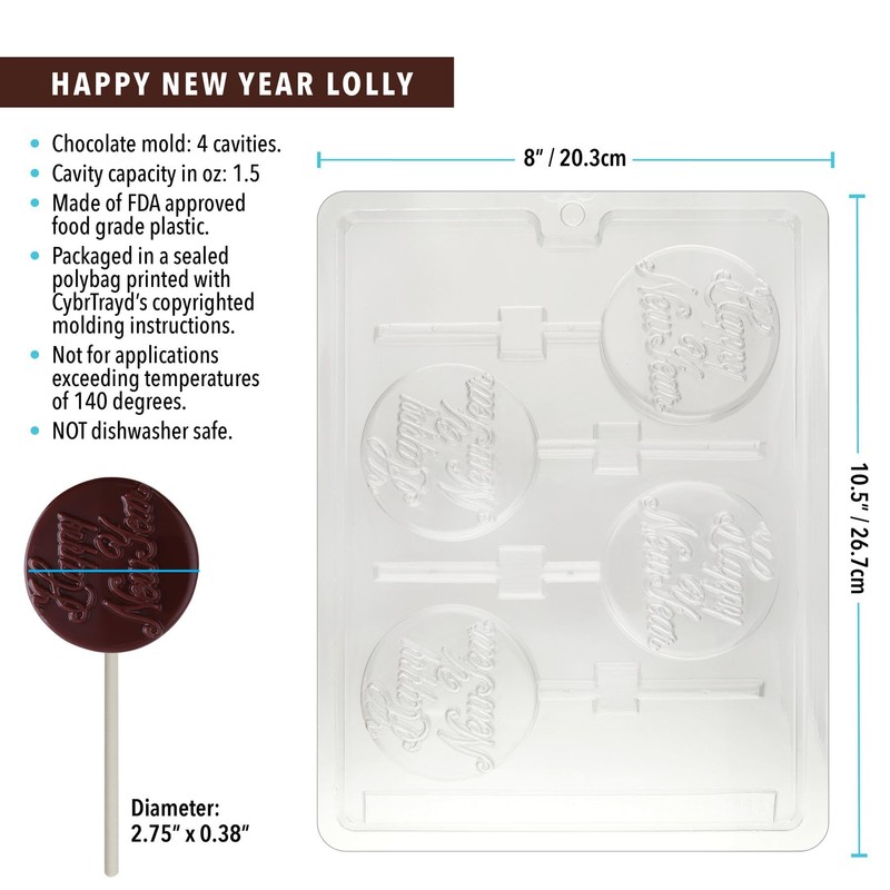 Happy New Year Lolly Chocolate Mold