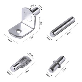 Pack of 120 Cabinet Furniture Shelf Pins, Shelf Support Brackets, 4 Styles Shelf Support, Shelf Brackets, Stainless Steel Shelf Pins, Cabinet Furniture Shelf Pins Support, Shelf Brackets Pegs