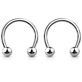 2pc 16mm Surgical Stainless Steel Horseshoe Bar Hoop 4mm Ball Circular Barbells Earrings Cartilage Helix Septum Nose Lip Rings - 10mm