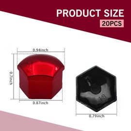 DACIRTY 20 PCS Wheel Nut Cover, 17 mm Thickened PP Plastic Rustproof Protective Cover with Dismantle Clip, Vehicle Tire Maintenance Accessories, Suitable for Most Car Models (Red)