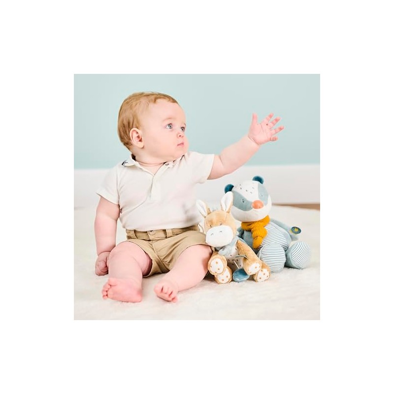 Nattou Mini Active Soft Toy Made of Polyester, Music, Donkey