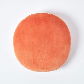Homescapes Velvet Round Cushion 40 cm in Orange, 100% Cotton Velvet - Ideal as a Small Seat Cushion, Floor Cushion, Booster Seat, Sofa Cushion or Car Seat Cushion with Cushion Filling, Terracotta