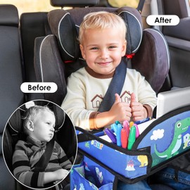 WENRENER Kids Travel Tray, Travel Tray for Kids Car Seat, Toddler Car Seat Lap Tray, Carseat Tray for Kids Travel, Carseat Table Tray for Kids Travel Activities (Blue)