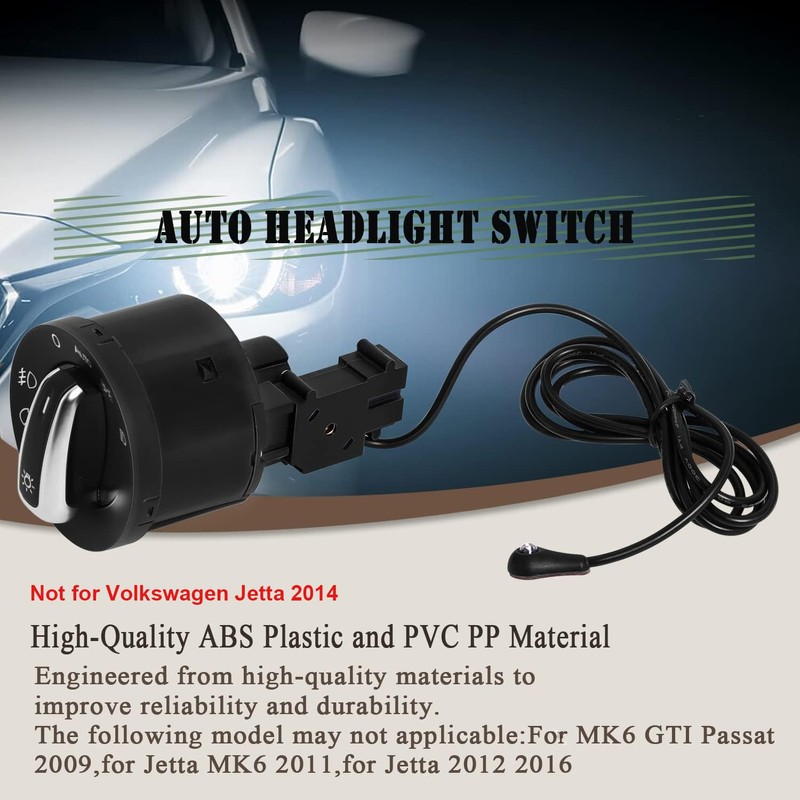 Ketofa Generic Auto Headlight Sensor Chrome Switch for Golf 5