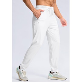 G Gradual Men's 30"/32"/34"/36" Inseam Tall Sweatpants with Zipper Pockets Stretch Long Joggers Athletic Workout Pants Men(White,34-XL)