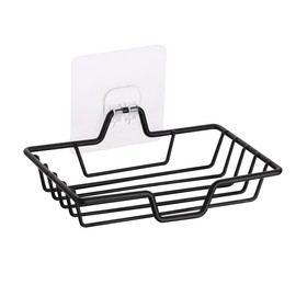 Soap Holder, No Drilling Bar Soap Dish Holder for Shower, Stainless Steel Adhesive Soap Tray Sponge Holder for Kitchen, Bathroom (Black, 1PCS)