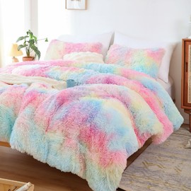 Smoofy Faux Fur Plush Twin Comforter Set, Fluffy Fuzzy Plush Twin Bedding, Cute Soft Shaggy Velvet Double-Sided Bedding Set, 2Pcs - 1 Comforter(66"x90") + 1 Pillowcase(20"x26")