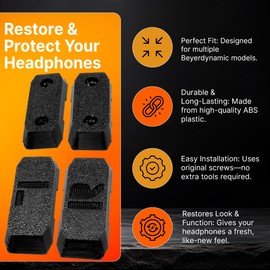 SplashNColor Slider Cover Replacement for Beyerdynamic DT 770 / DT 880 / DT 990 Pro & HS 400 Headphones - Durable Black Slider Covers to Restore Look & Function for Long-Lasting Use - ABS - Black