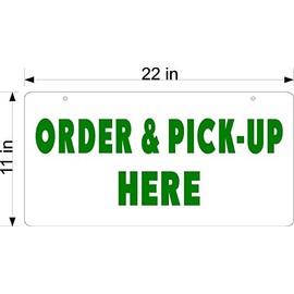 TAKE OUT RESTAURANT PICK UP AND ORDER HERE SIGN GREEN WHITE PLEXIGGLASS
