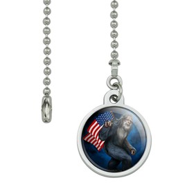 American Flag Patriotic Sasquatch Bigfoot Ceiling Fan and Light Pull Chain