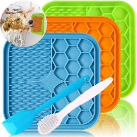 Tapete para lamer perros, 3 unidades, tapete para lamer perros con ventosas para la ansiedad, tapete para lamer perros con mantequilla de maní y comid