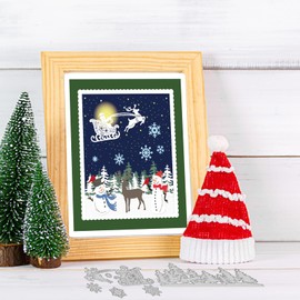 GLOBLELAND 2Pcs Christmas Santa Cutting Dies Metal Forest Snowflake Snowman Sleigh Reindeer Die Cuts Embossing Stencils for Paper Card Making Decoration DIY Scrapbooking Album Craft Decor