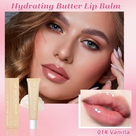 Summer Lip Balm, Conditioning Lip Gloss Tinted Lip Balm Nourishing Lip Mask, Natural Lip Butter Balm for Instant Brightened Moisture, Non-Greasy Soothes Dry Lip Care Oil for Men and Women (Vanilla)
