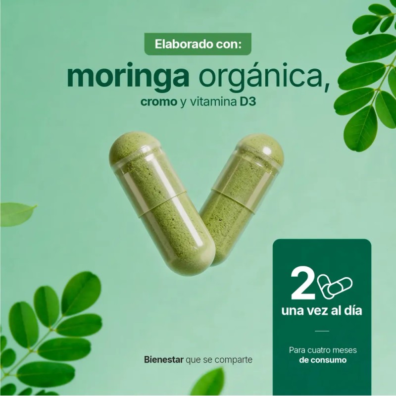 Moringa Orgánica Con Vitamina D3 Y Cromo 240 Cápsulas B
