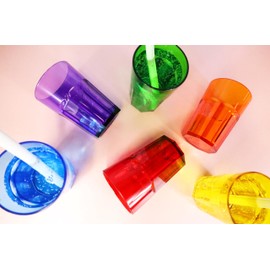 Harfield Pack of 6 Clear Copolyester Plastic American Style Cups Tumblers Reusable Virtually Unbreakable BPA Free