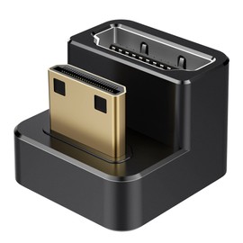 AGVEE 1 Pack (Short Side Inward) 180 Degree Angled Mini HDMI Male to HDMI Female Adapter, U-Shaped 4K@60HZ Converter Coupler Connector Extender for Portable Display Monitor Accessories, Black