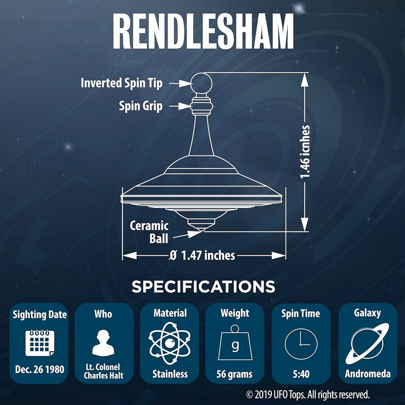 UFO Tops | Rendlesham | Metal Spinning Top | Inspired