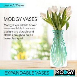 MODGY - Jarrón de flores expandible de plástico decorativo moderno para centros de mesa de comedor, decoración de sala de estar, baño, boda, oficina, desperado, menta