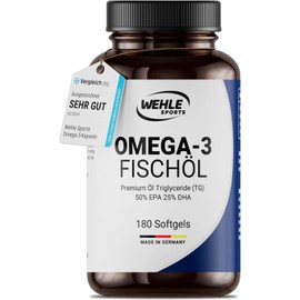 Omega 3 Capsules High Dose Triglyceride Fish Oil - Fish Oil Soft Gel 500mg EPA 250mg DHA without Vitamin E Omega-3 Fatty Acids - Elaborately Cleaned and From Sustainable Fishing (180 Capsules)