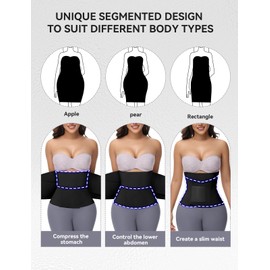 SHAPSHE Waist Trainer for Women Working out Cincher Body Shaper Tummy Control Waist Trimmer Belt Segmented Triple Wrap Black