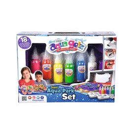 Aqua Gelz Water Park Playset, 6 Bottles of Colour Gel, 30 ml Each, 2 Shapes with 3 Characters each, 6 x Water Additive, Pop Up Set, from 8 Years