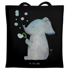 Mr. & Mrs. Panda Elephant Soap Bubbles Tote Bag, Gift, Funny Sayings, Animals, Jute Bag, Elephants, Weevil, Laptop Bag, Home, Good Mood, Bag Bag, Shoulder Bag, Animal Motifs, black, Hand Drawn