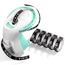 Vixic Embossing Label Maker, Retro Manual Label Makers Embossed, Old School Emboss Label Maker Punch, Handheld Embosser with 5 Rolls 3D Embossing Tapes, Labeler for DIY Crafting Kitchen Office Kids