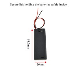 HAHIYO 1.5V AA Battery Holder Bundle with Wire Sturdy Cover Flexible Springs Contact Build-in Switch Batteries Black Case Easy Install 8 Pieces for Wall Clocks Ham Radio Kids Toys, 1AA-8Pieces