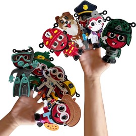 Ahvian The Creative: Finger Puppets Career-Themed (Set 10pcs) Militar, Firefighter, Policeman, Sports, Astronaut, Doctor, Diving, Artist... Aussie Dog. Educational Montessori Method Kids & Teachers