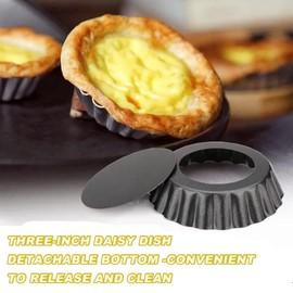 15PCS Egg Tart Molds 3" Mini Tart Pans with Removable Botttom, Reusable Nonstick Quiche Tart Pan Round Heavy Duty Fluted Cupcake Tin Tart Mold for Pies, Quiche, Cheese Cakes, Desserts